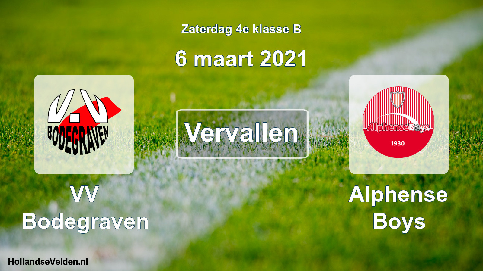 Scheduled Match: VV Bodegraven - Alphense Boys (6 March 2021)