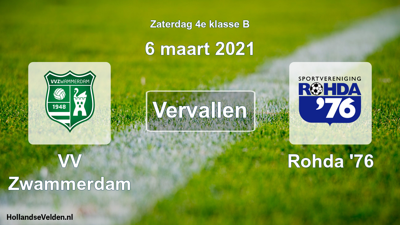 Scheduled Match: VV Zwammerdam - Rohda '76 (6 March 2021)
