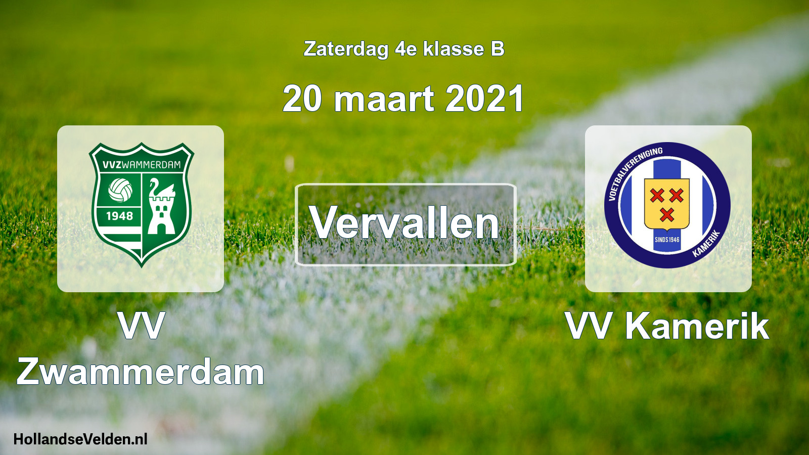 Scheduled Match: VV Zwammerdam - VV Kamerik (20 March 2021)