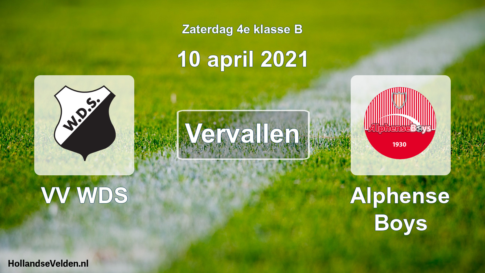 Scheduled Match: VV WDS - Alphense Boys (10 April 2021)