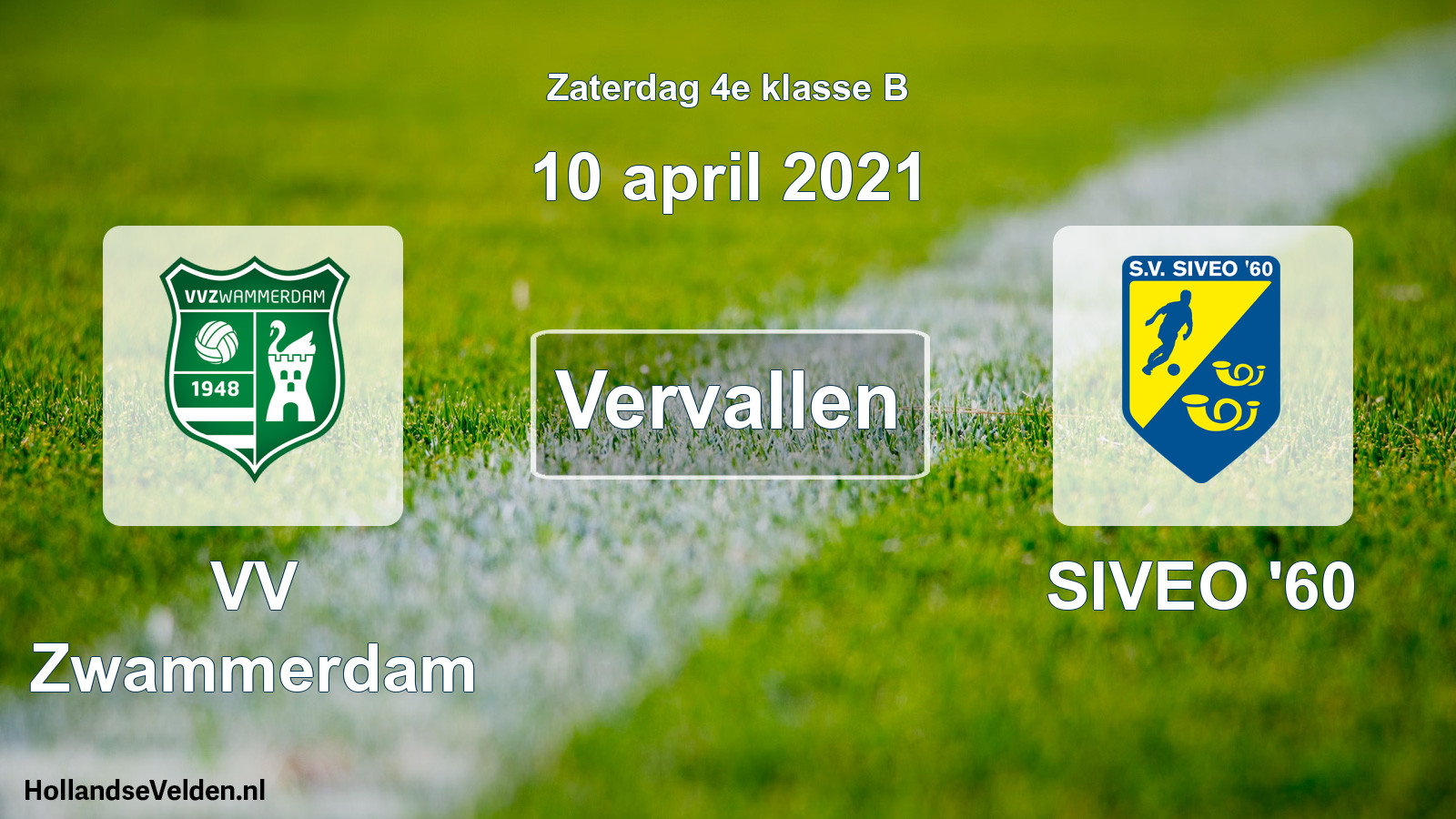 Scheduled Match: VV Zwammerdam - SIVEO '60 (10 April 2021)
