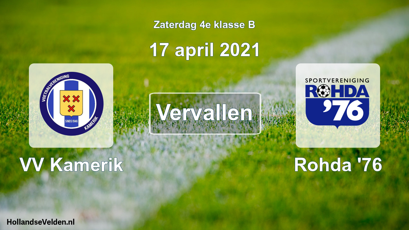 Scheduled Match: VV Kamerik - Rohda '76 (17 April 2021)