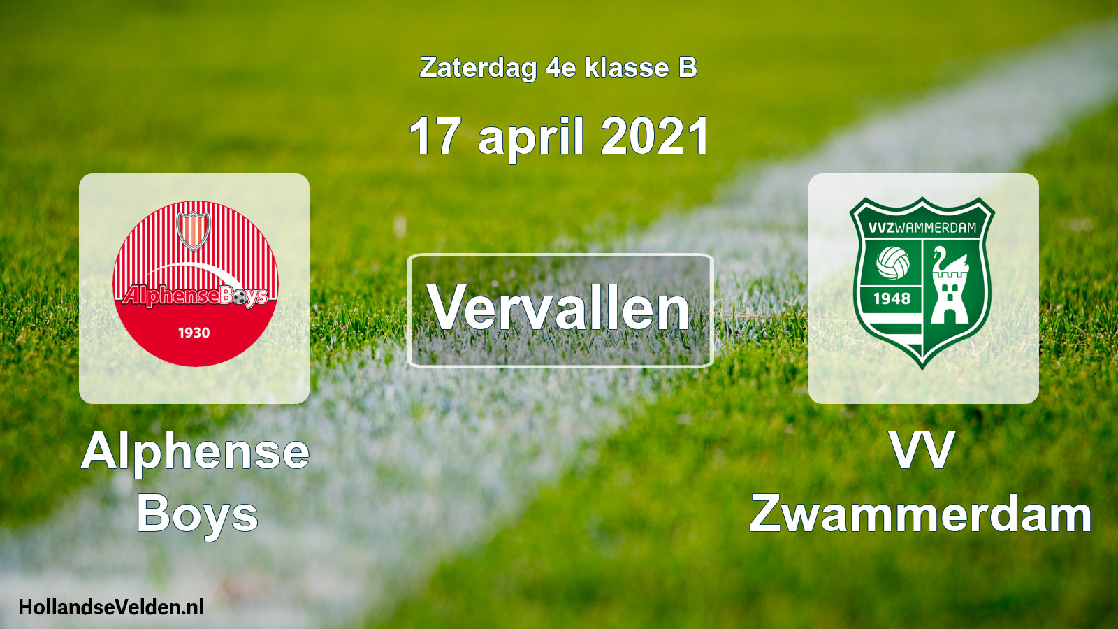 Scheduled Match: Alphense Boys - VV Zwammerdam (17 April 2021)
