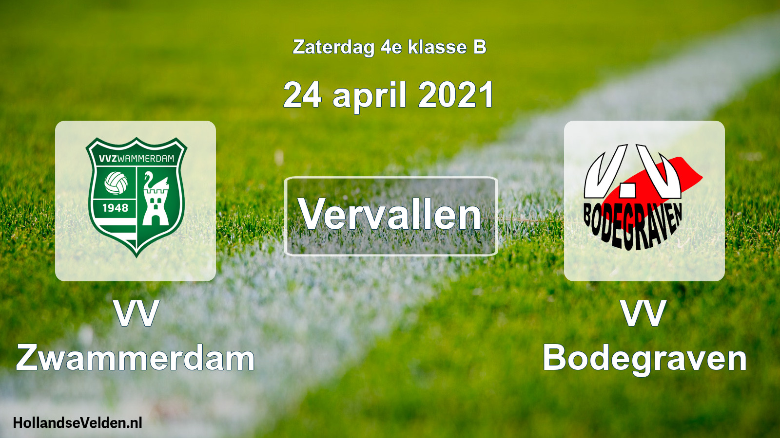 Scheduled Match: VV Zwammerdam - VV Bodegraven (24 April 2021)