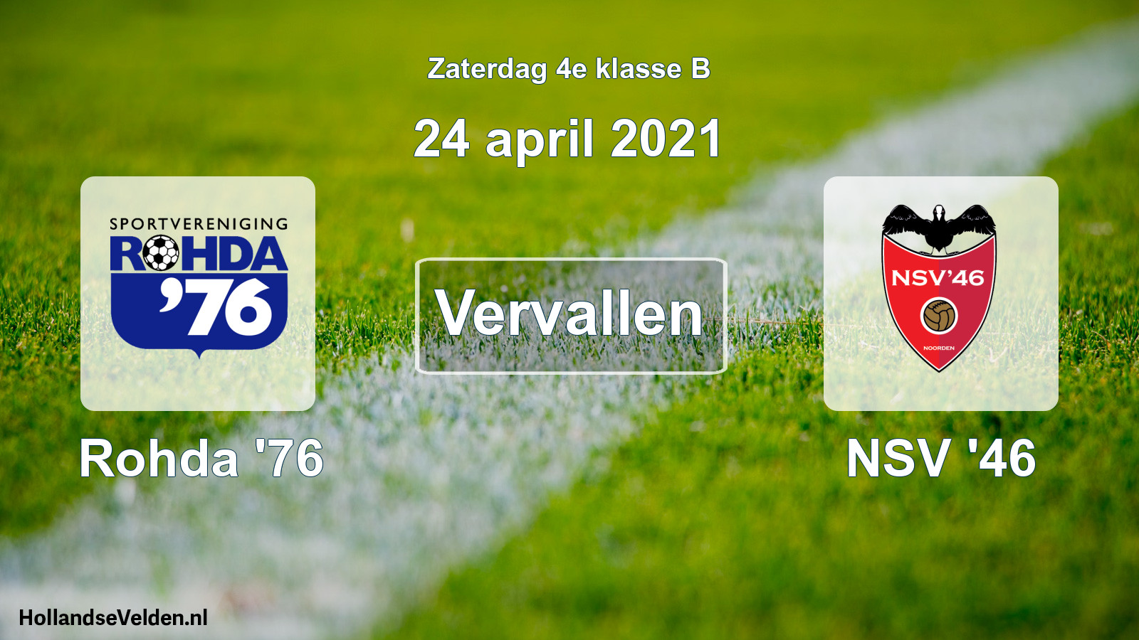 Scheduled Match: Rohda '76 - NSV '46 (24 April 2021)