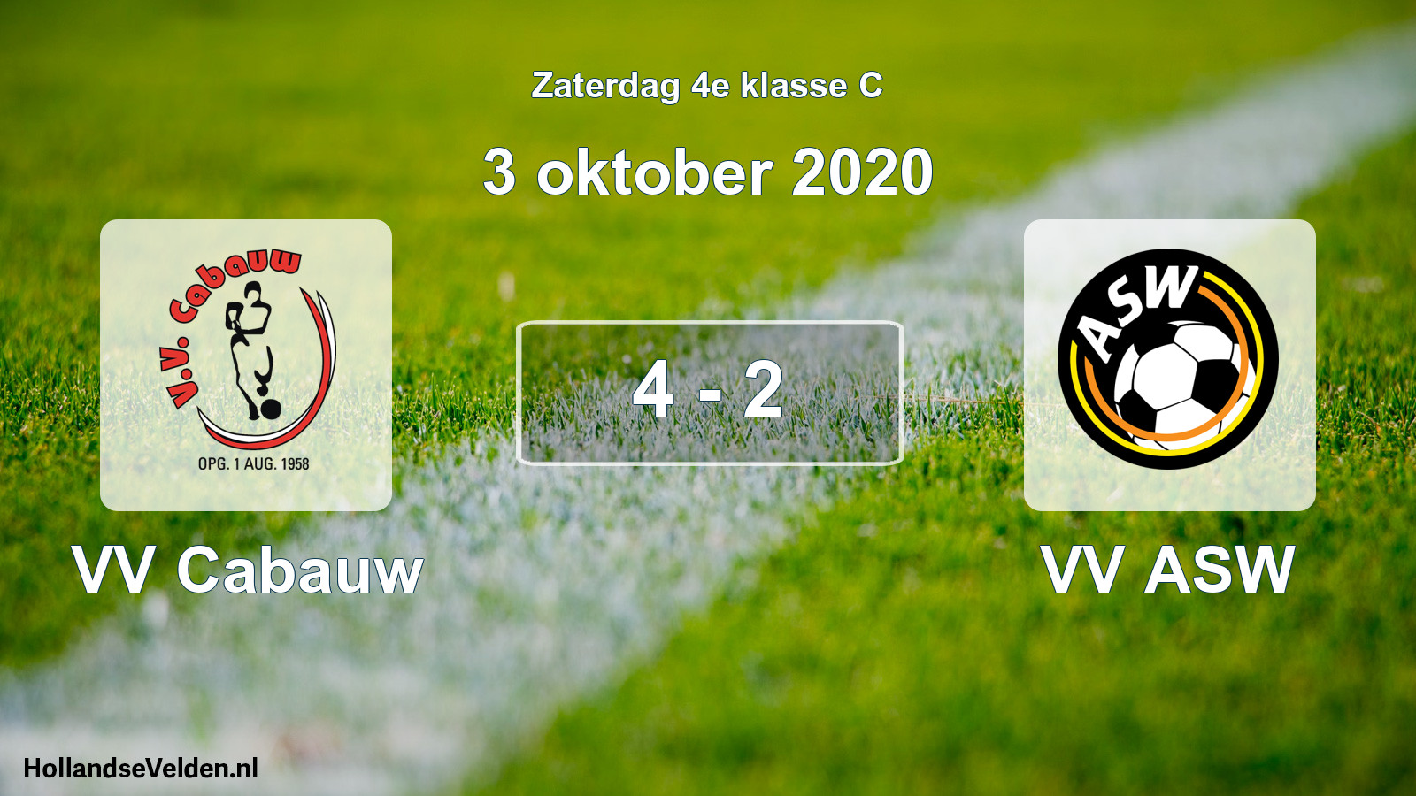 Total number of matches played: VV Cabauw - VV ASW 4 - 2 (3 October 2020)