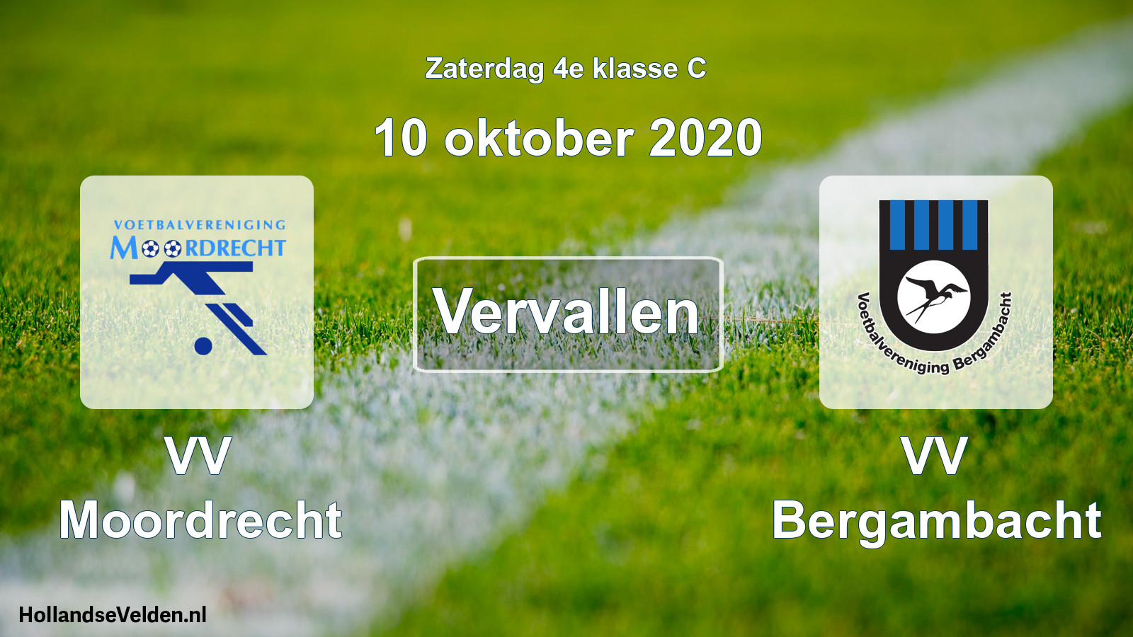Scheduled Match: VV Moordrecht - VV Bergambacht (10 October 2020)