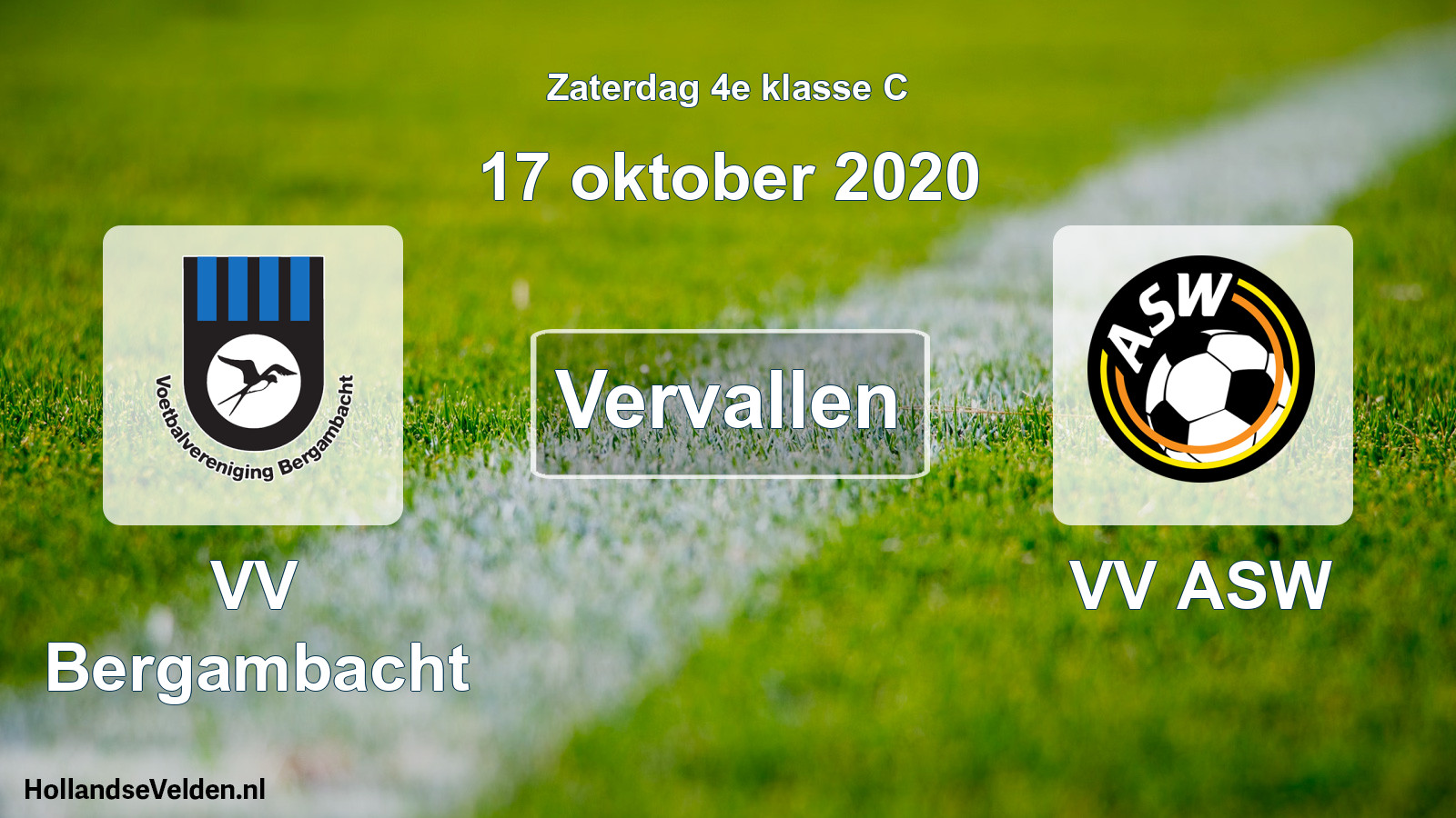 Scheduled Match: VV Bergambacht - VV ASW (17 October 2020)