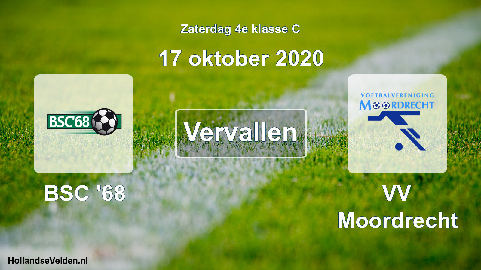 Scheduled Match: BSC '68 - VV Moordrecht (17 October 2020)