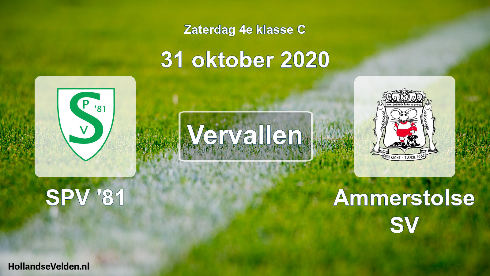 Scheduled Match: SPV '81 - Ammerstolse SV (31 October 2020)