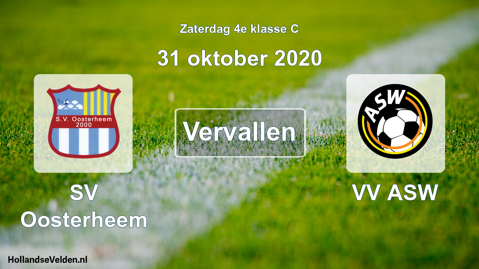 Scheduled Match: SV Oosterheem - VV ASW (31 October 2020)
