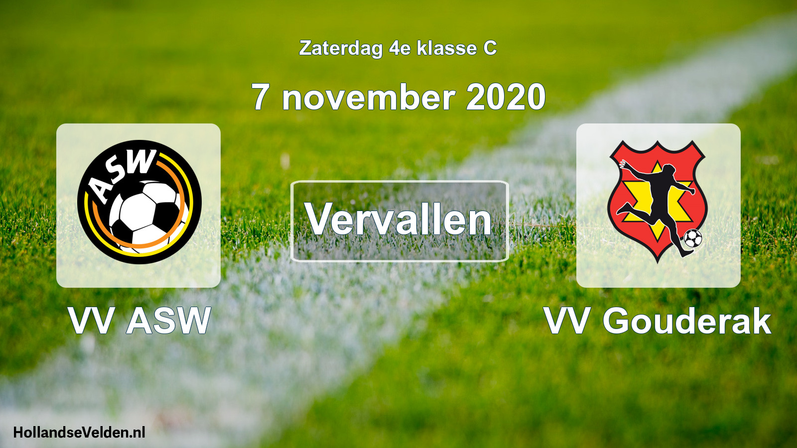 Scheduled Match: VV ASW - VV Gouderak (7 November 2020)