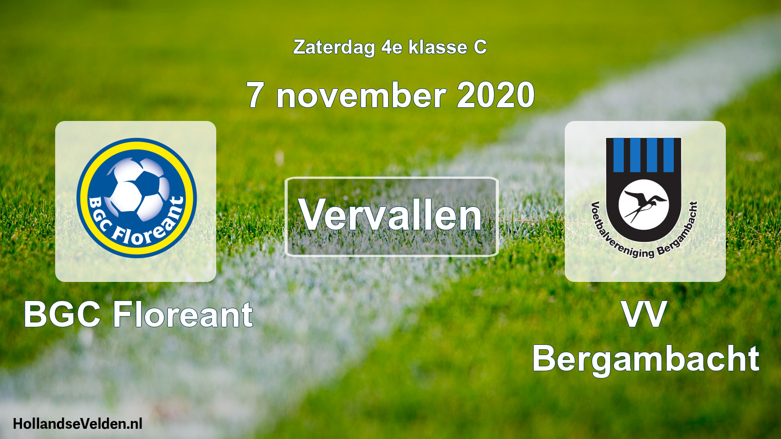 Scheduled Match: BGC Floreant - VV Bergambacht (7 November 2020)