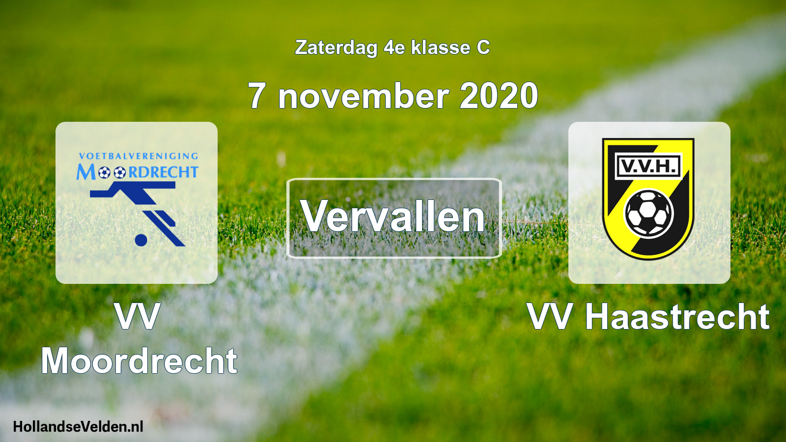 Scheduled Match: VV Moordrecht - VV Haastrecht (7 November 2020)