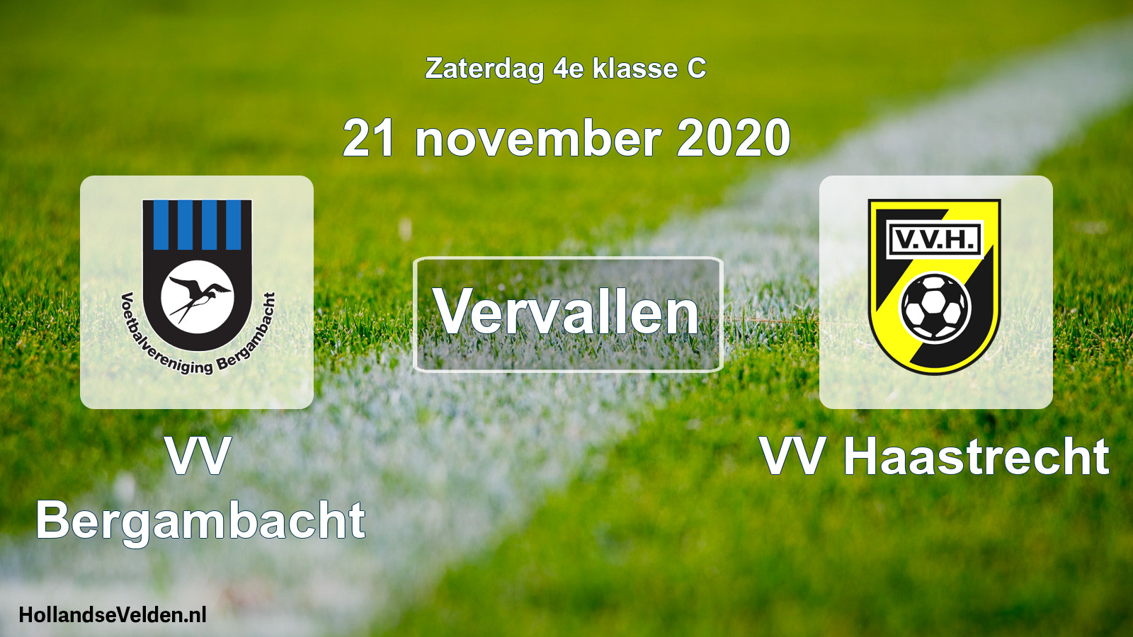 Scheduled Match: VV Bergambacht - VV Haastrecht (21 November 2020)