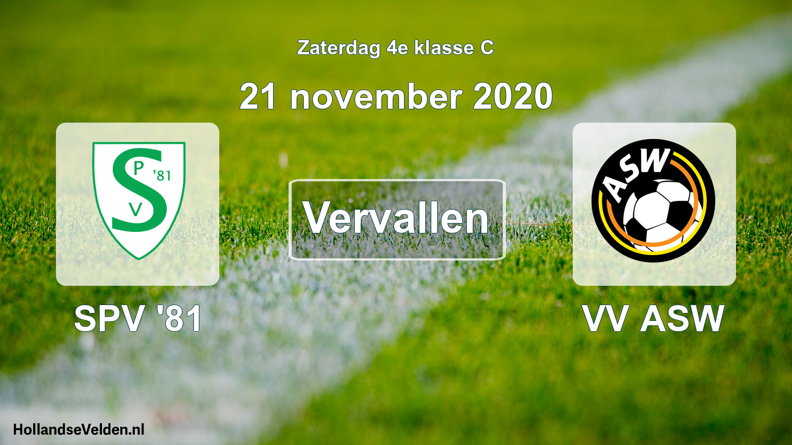 Scheduled Match: SPV '81 - VV ASW (21 November 2020)