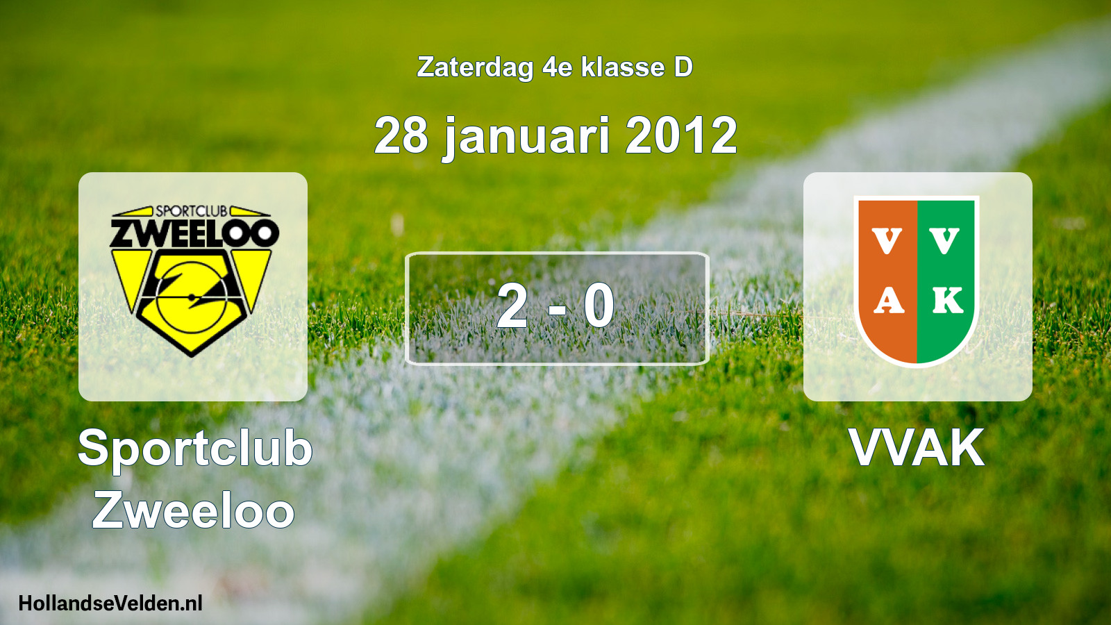 Total number of matches played: Sportclub Zweeloo - VVAK 2 - 0 (28 January 2012)
