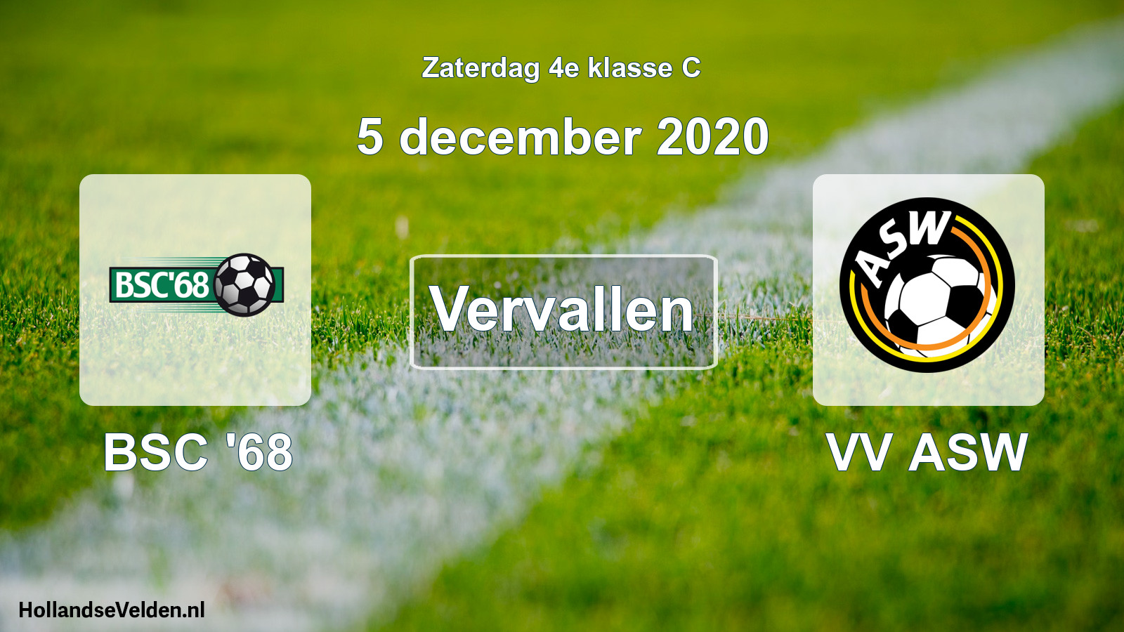 Scheduled Match: BSC '68 - VV ASW (5 December 2020)