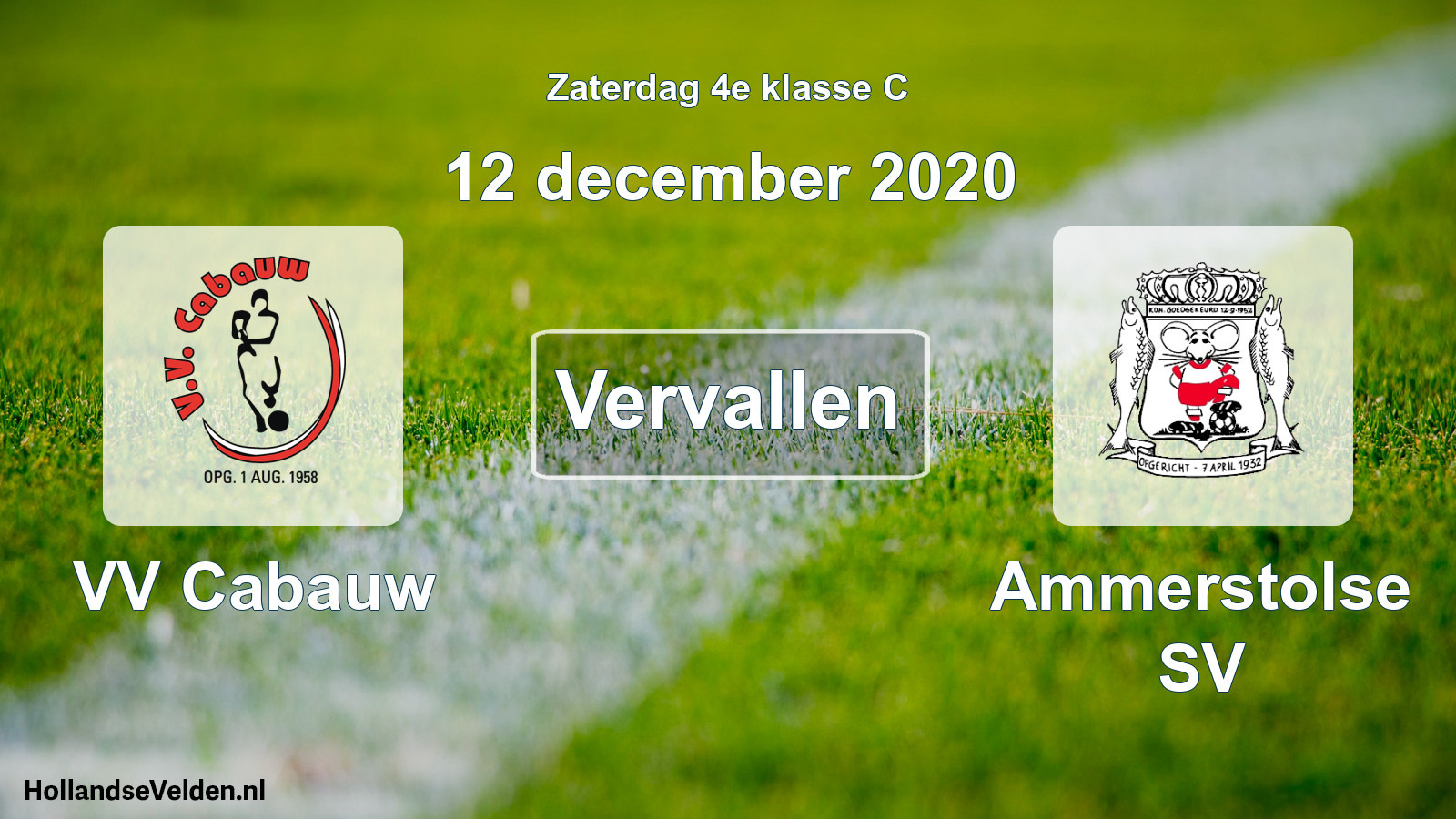 Scheduled Match: VV Cabauw - Ammerstolse SV (12 December 2020)