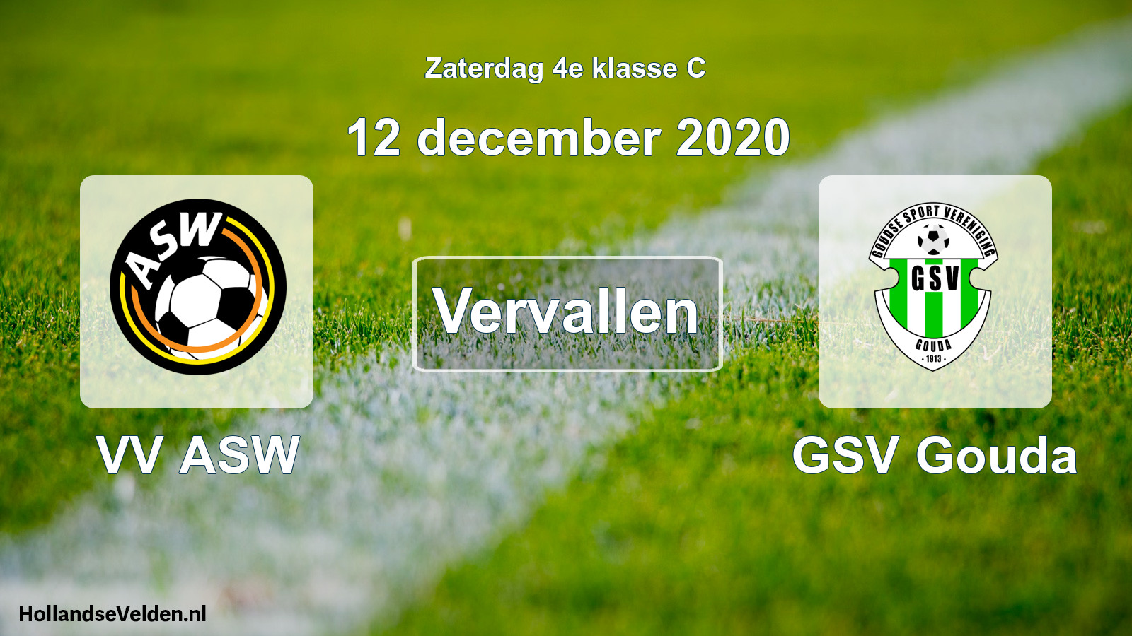 Scheduled Match: VV ASW - GSV Gouda (12 December 2020)