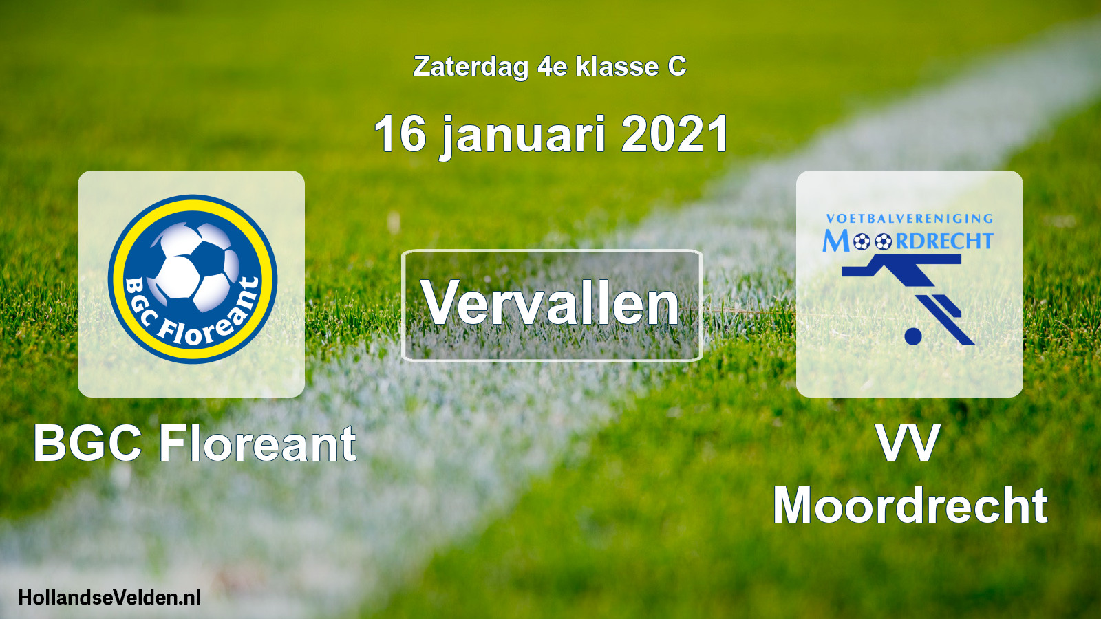 Scheduled Match: BGC Floreant - VV Moordrecht (16 January 2021)