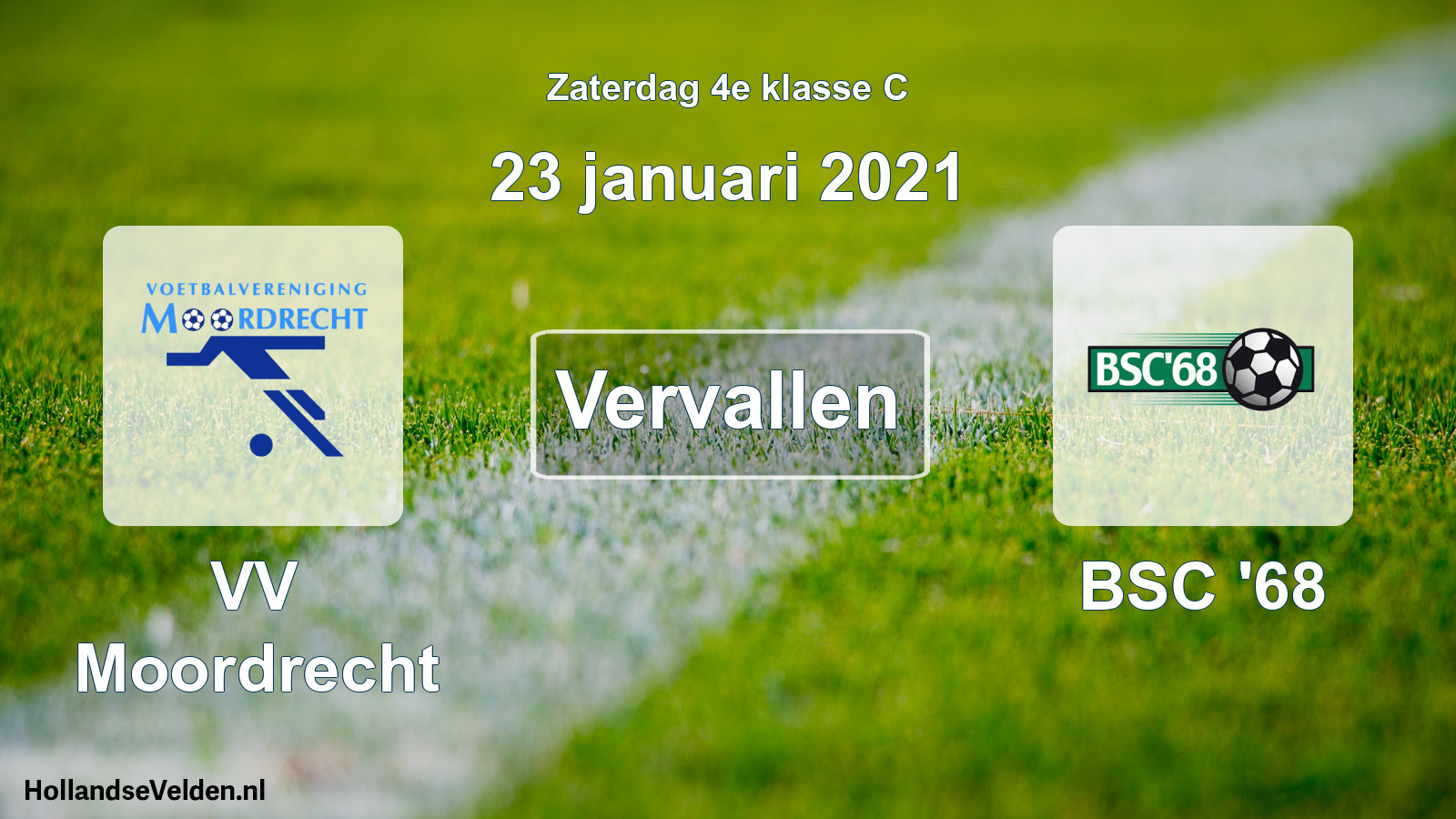 Scheduled Match: VV Moordrecht - BSC '68 (23 January 2021)