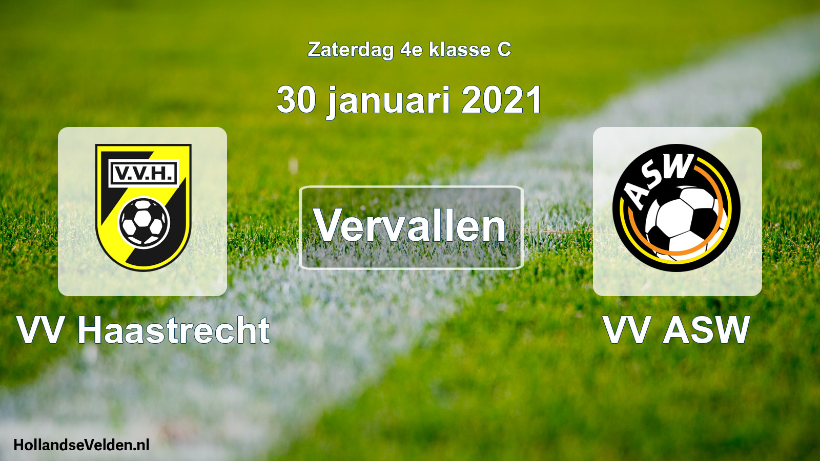 Scheduled Match: VV Haastrecht - VV ASW (30 January 2021)