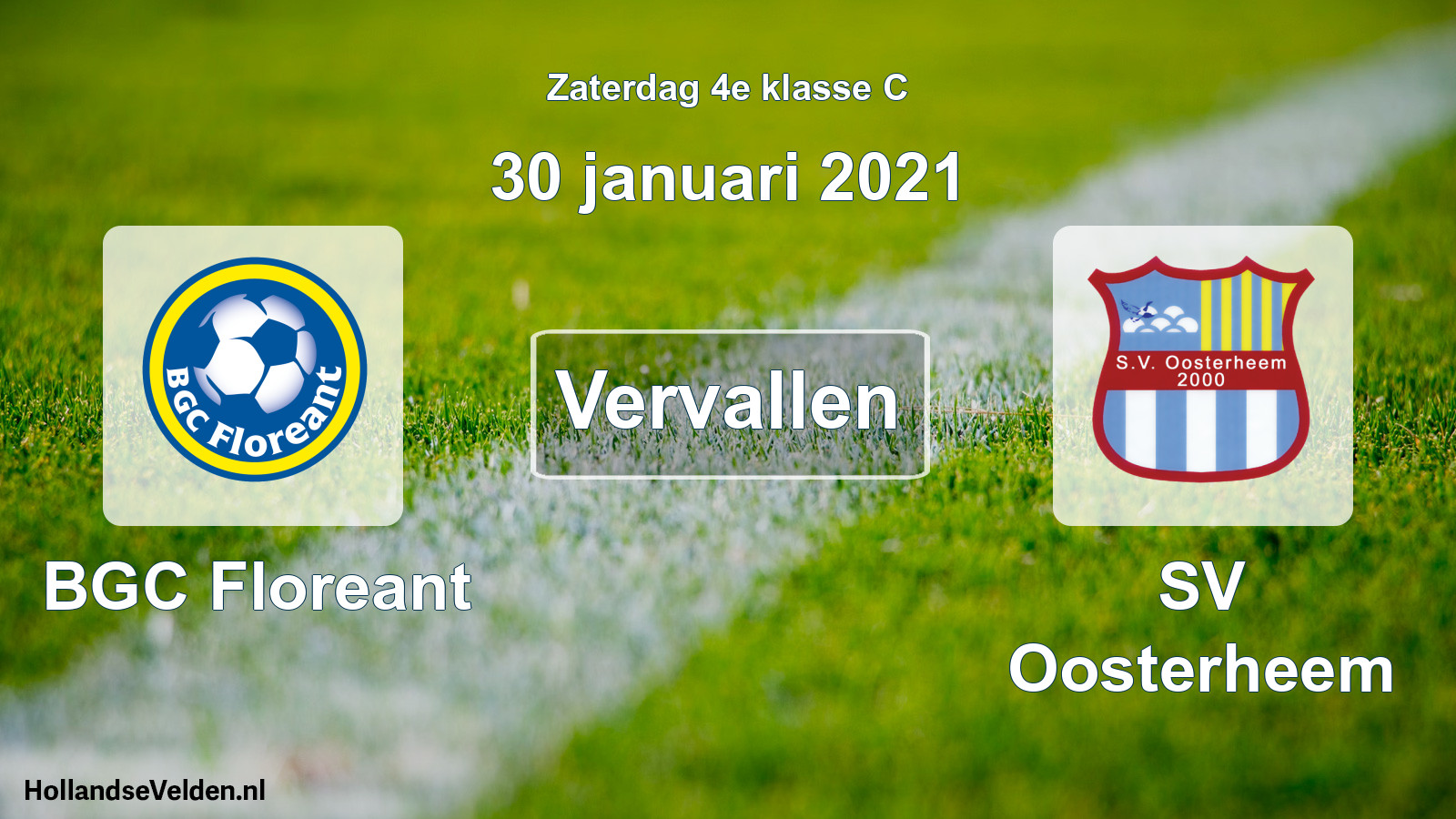 Scheduled Match: BGC Floreant - SV Oosterheem (30 January 2021)