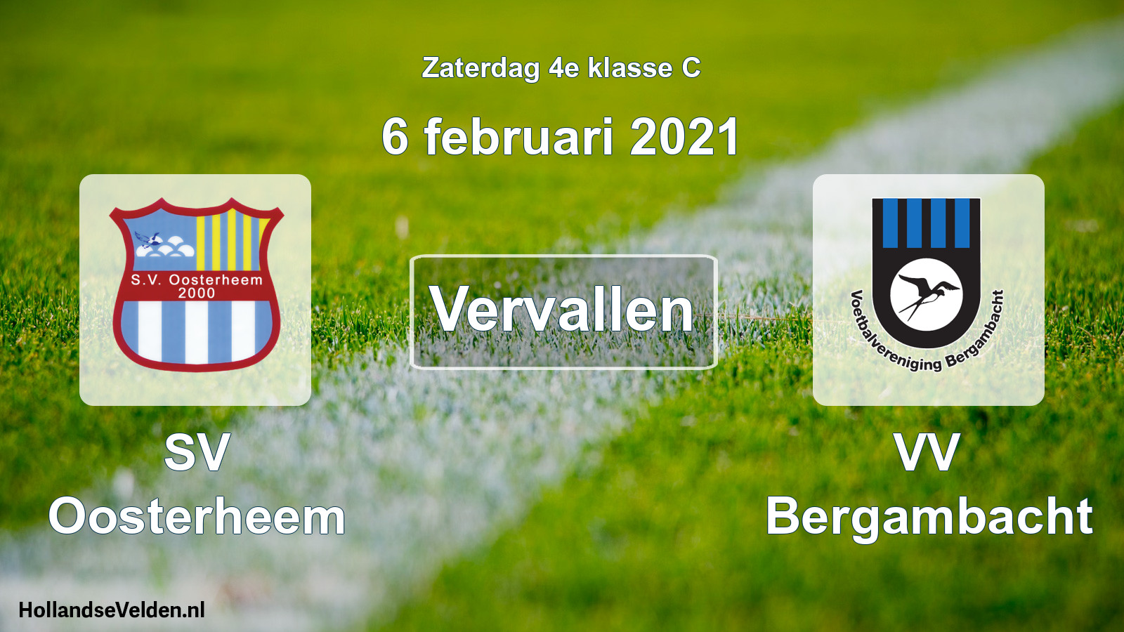 Scheduled Match: SV Oosterheem - VV Bergambacht (6 February 2021)