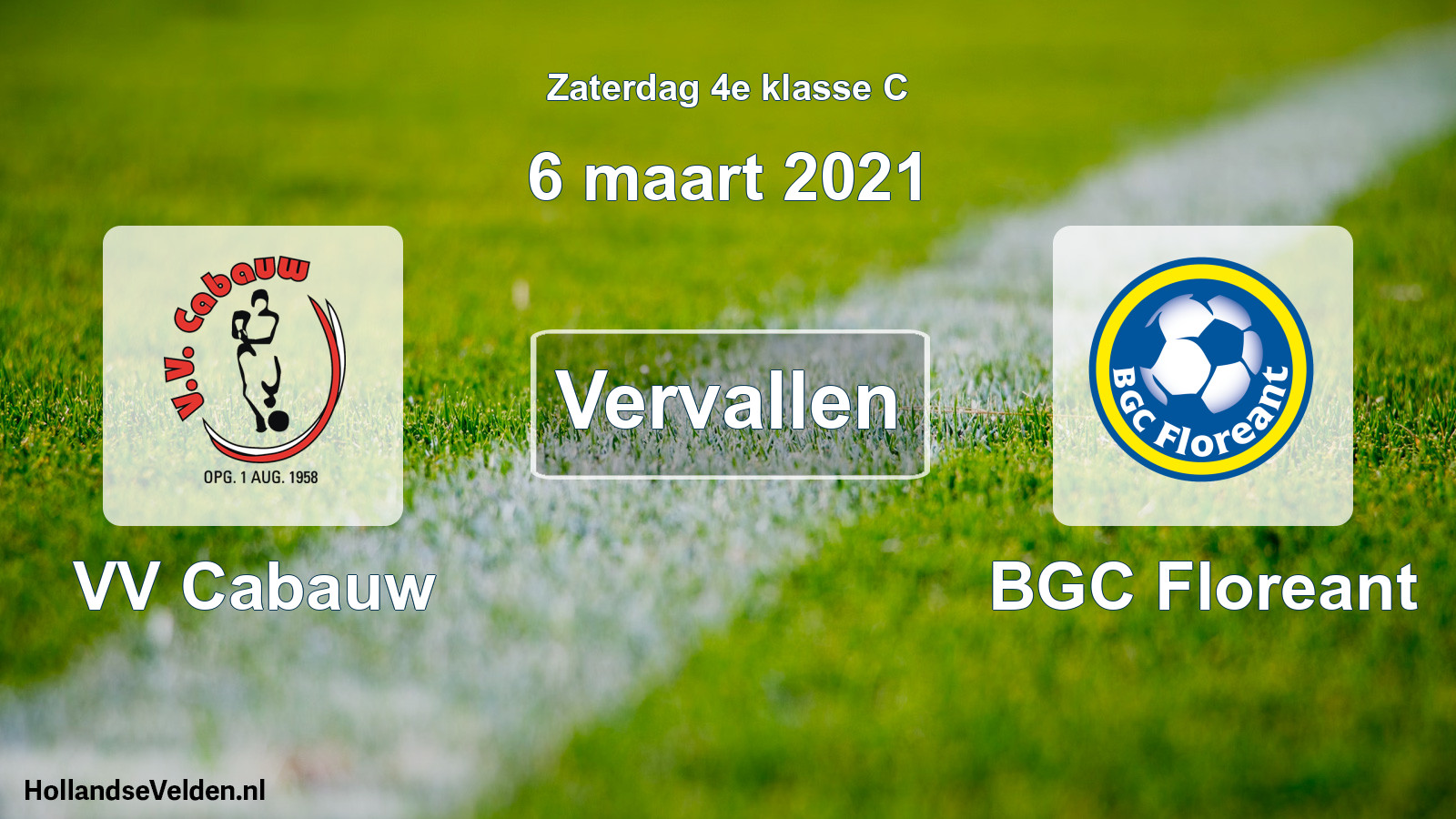 Scheduled Match: VV Cabauw - BGC Floreant (6 March 2021)