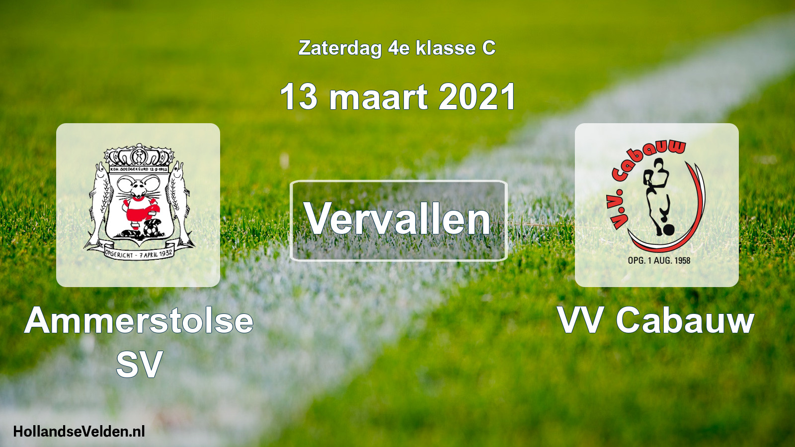 Scheduled Match: Ammerstolse SV - VV Cabauw (13 March 2021)