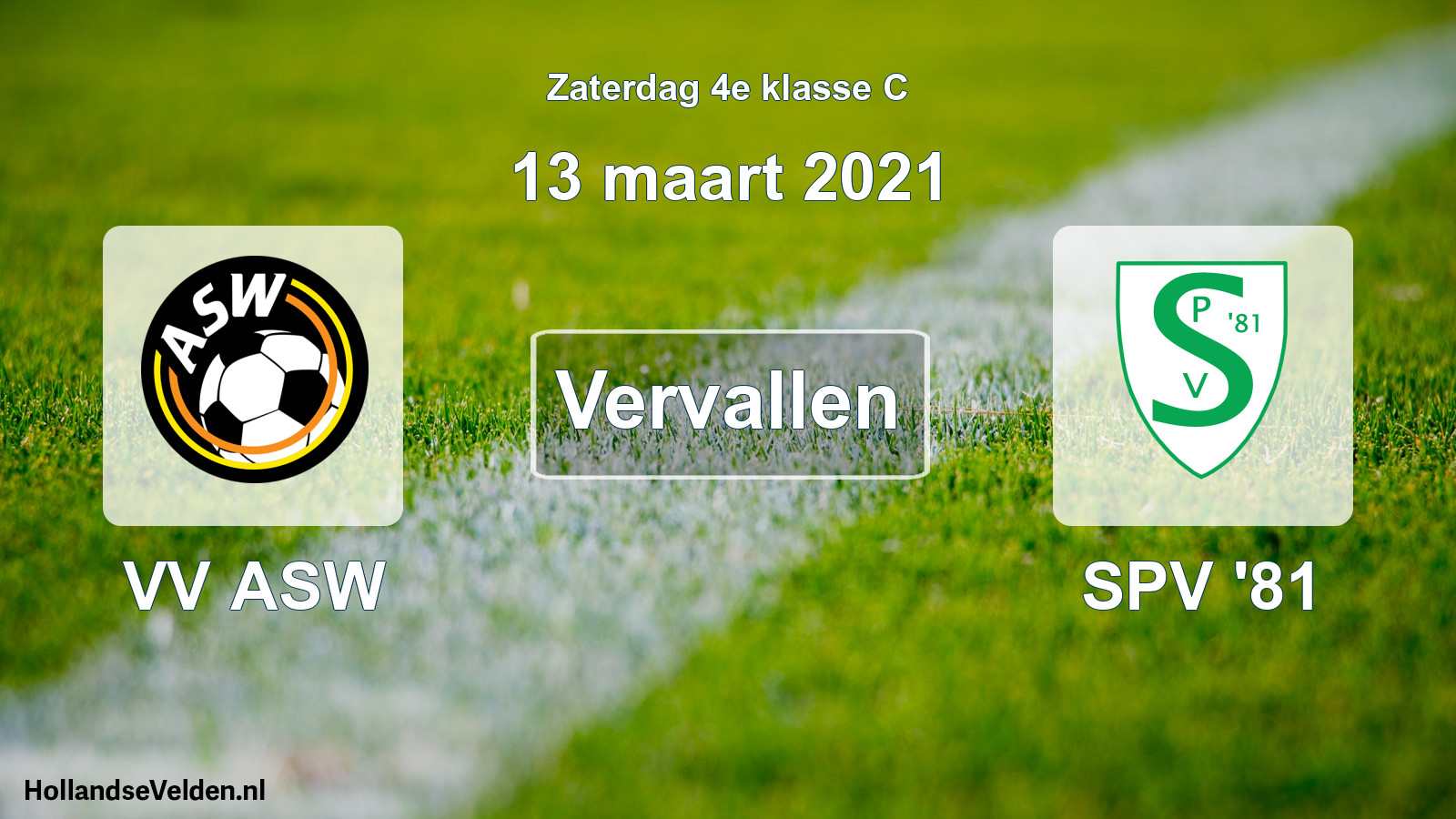 Scheduled Match: VV ASW - SPV '81 (13 March 2021)