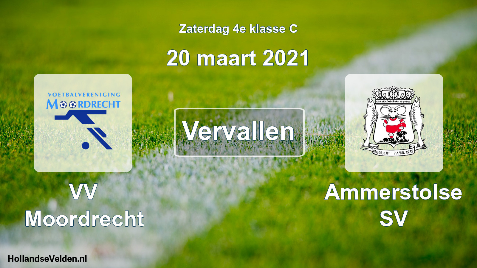 Scheduled Match: VV Moordrecht - Ammerstolse SV (20 March 2021)