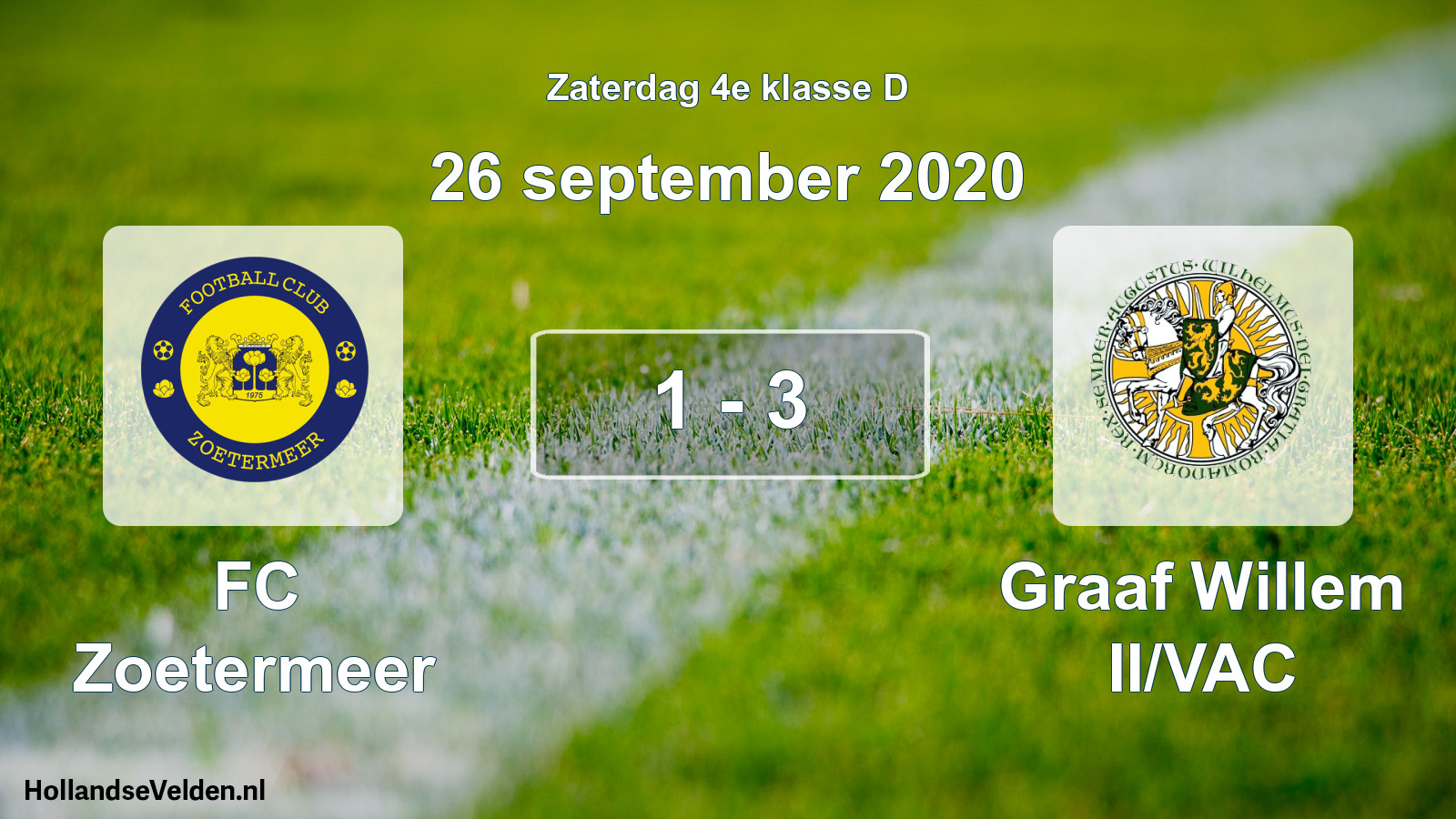 Total number of matches played: FC Zoetermeer - Graaf Willem II/VAC 1 - 3 (26 September 2020)