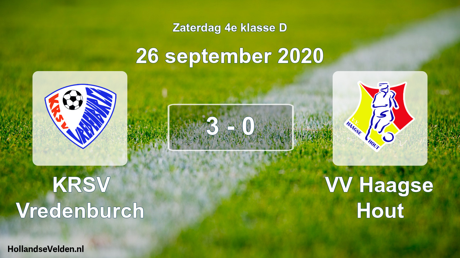Total number of matches played: KRSV Vredenburch - VV Haagse Hout 3 - 0 (26 September 2020)