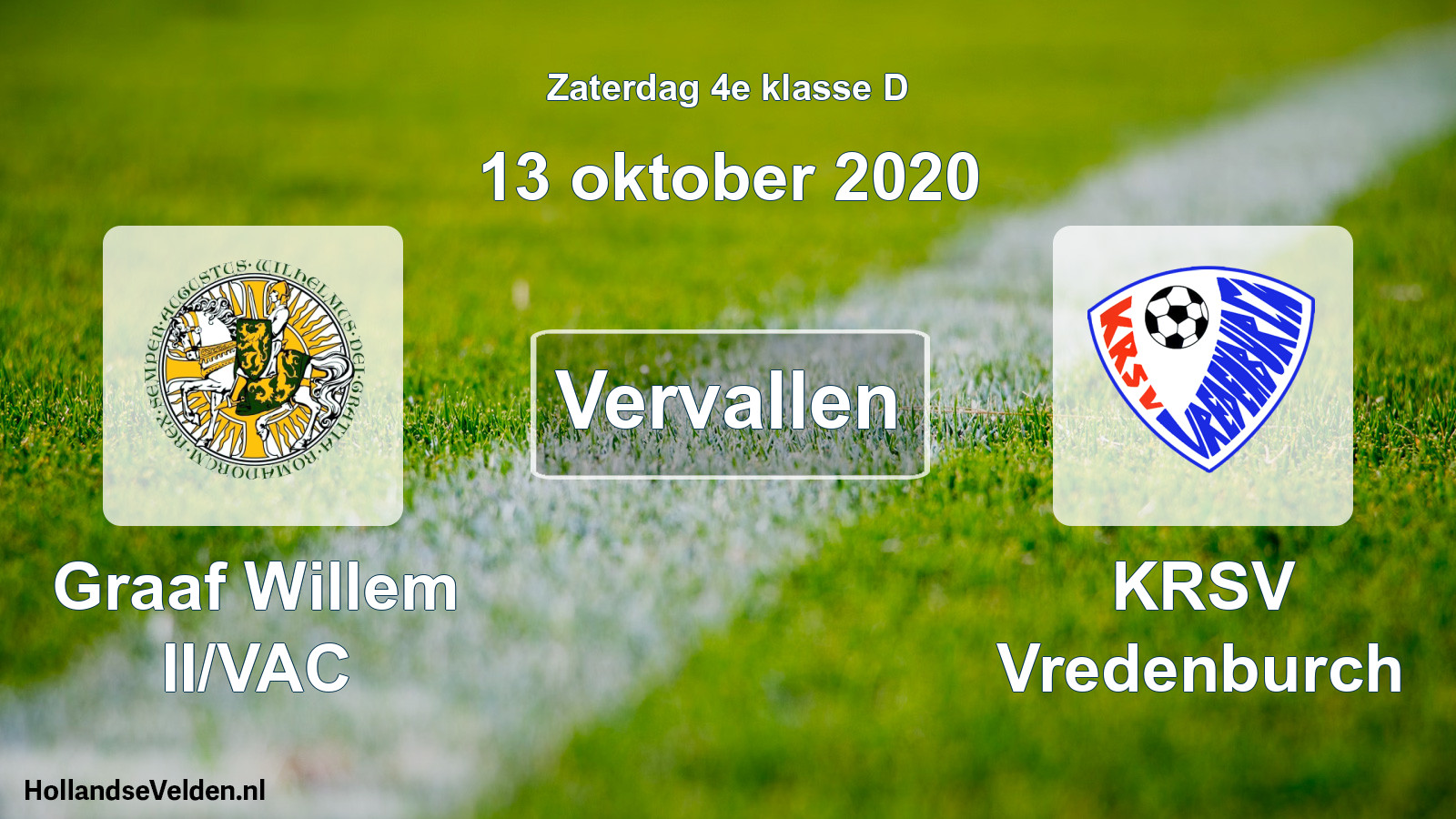 Scheduled Match: Graaf Willem II/VAC - KRSV Vredenburch (13 October 2020)