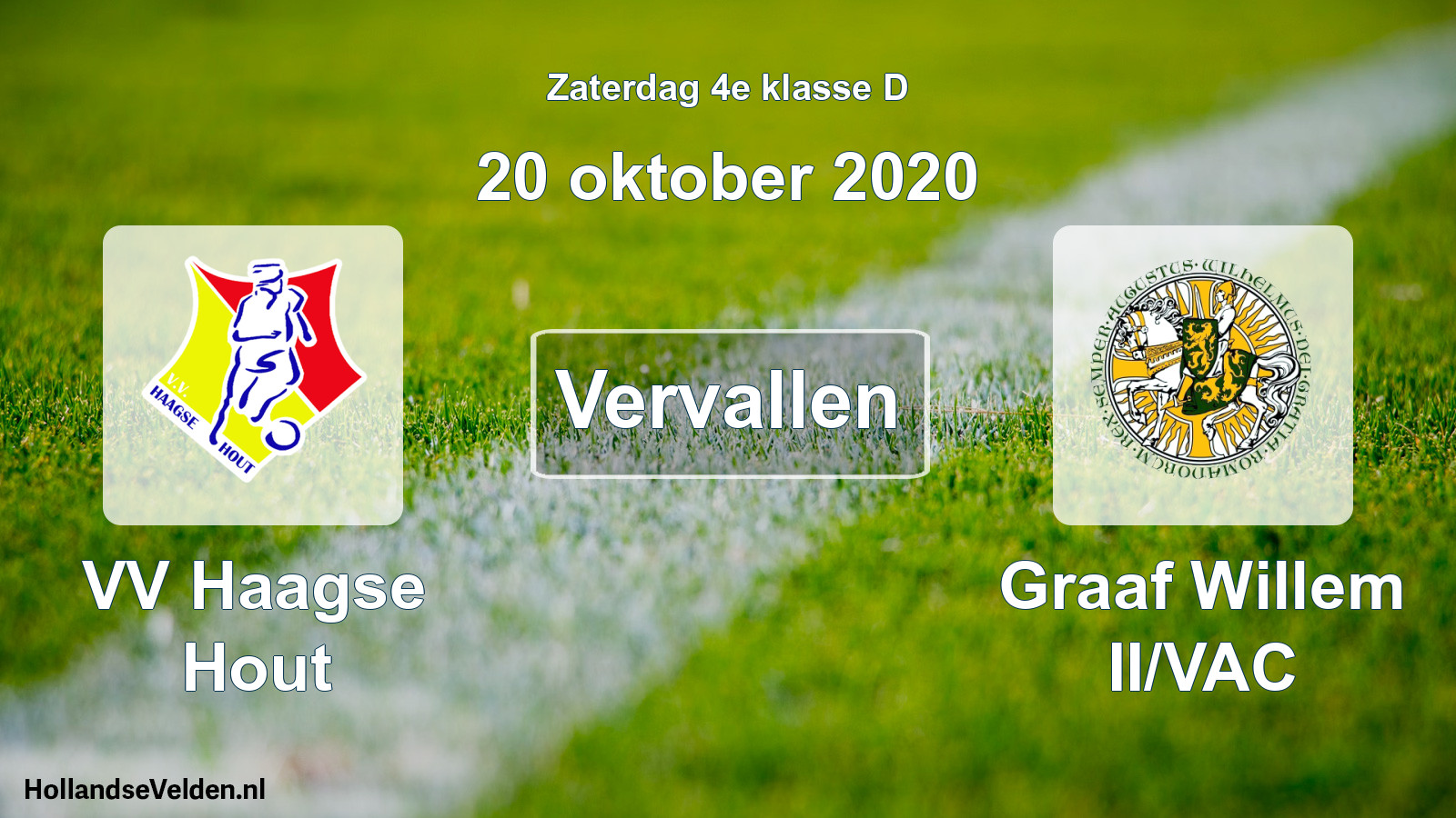Scheduled Match: VV Haagse Hout - Graaf Willem II/VAC (20 October 2020)