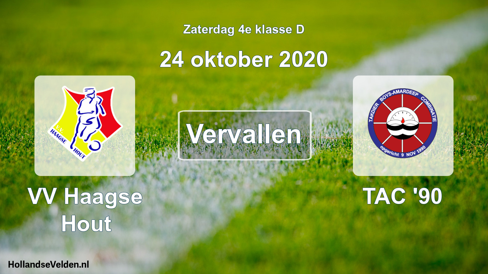 Scheduled Match: VV Haagse Hout - TAC '90 (24 October 2020)