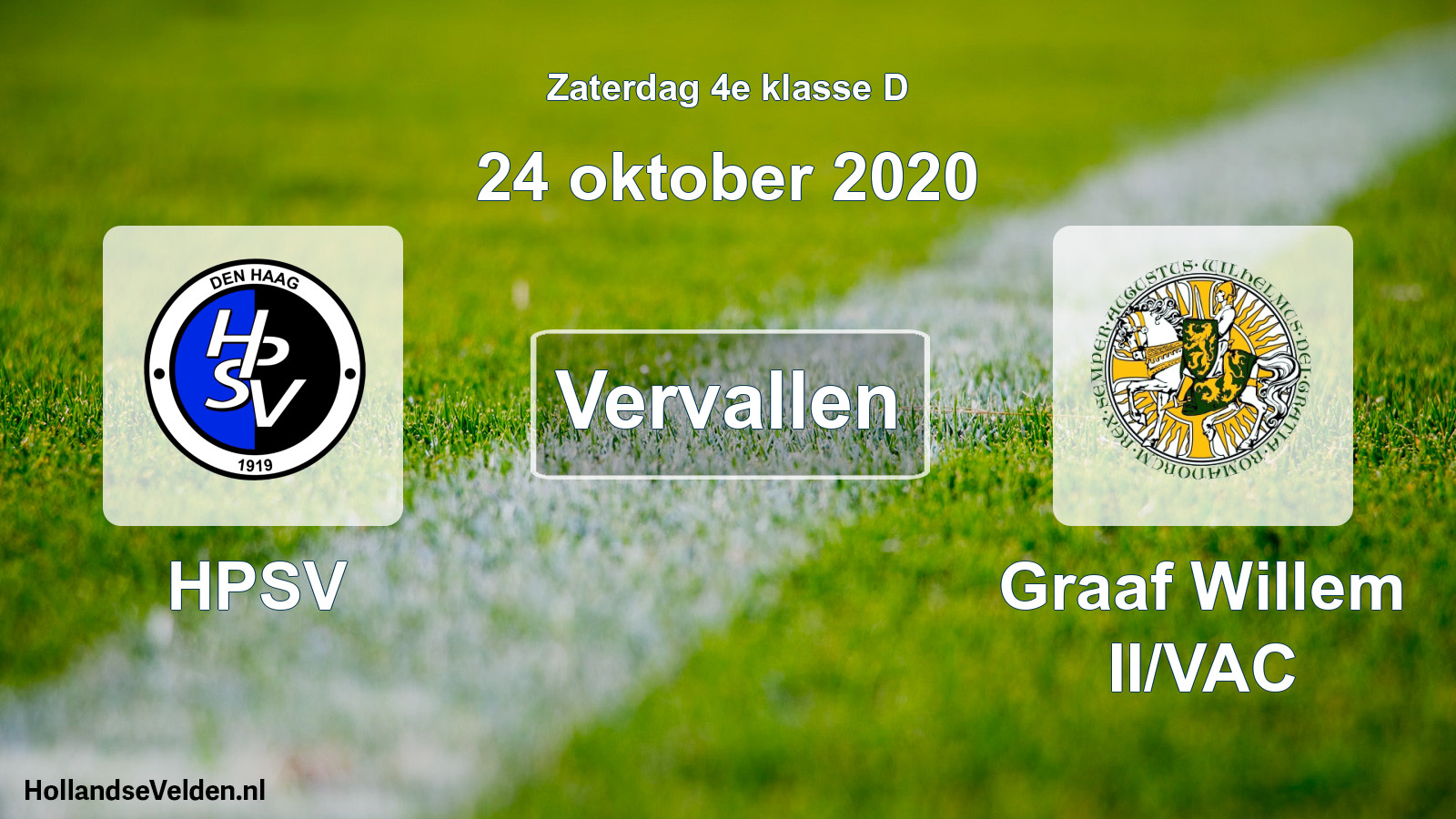 Scheduled Match: HPSV - Graaf Willem II/VAC (24 October 2020)
