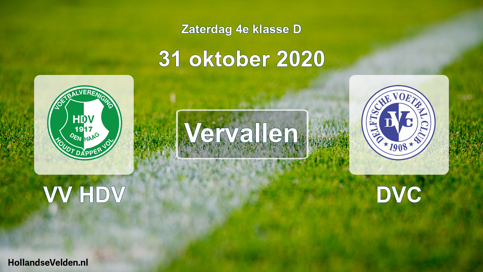 Scheduled Match: VV HDV - DVC (31 October 2020)