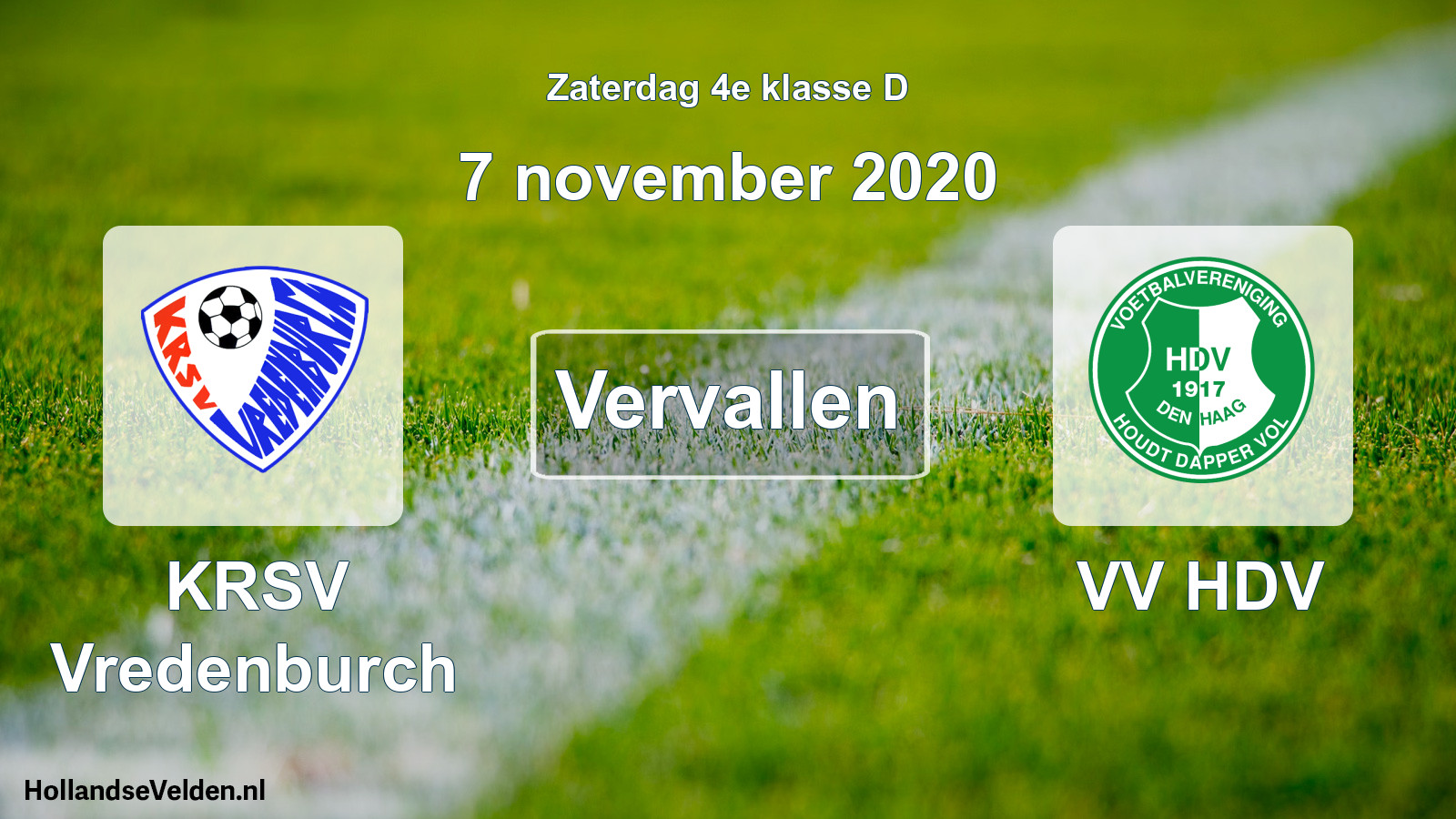 Scheduled Match: KRSV Vredenburch - VV HDV (7 November 2020)