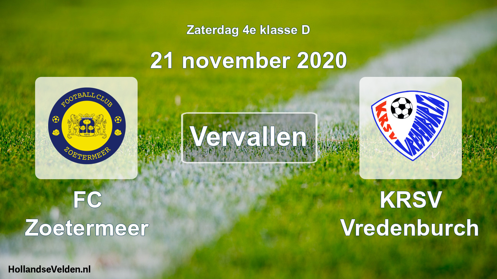 Scheduled Match: FC Zoetermeer - KRSV Vredenburch (21 November 2020)