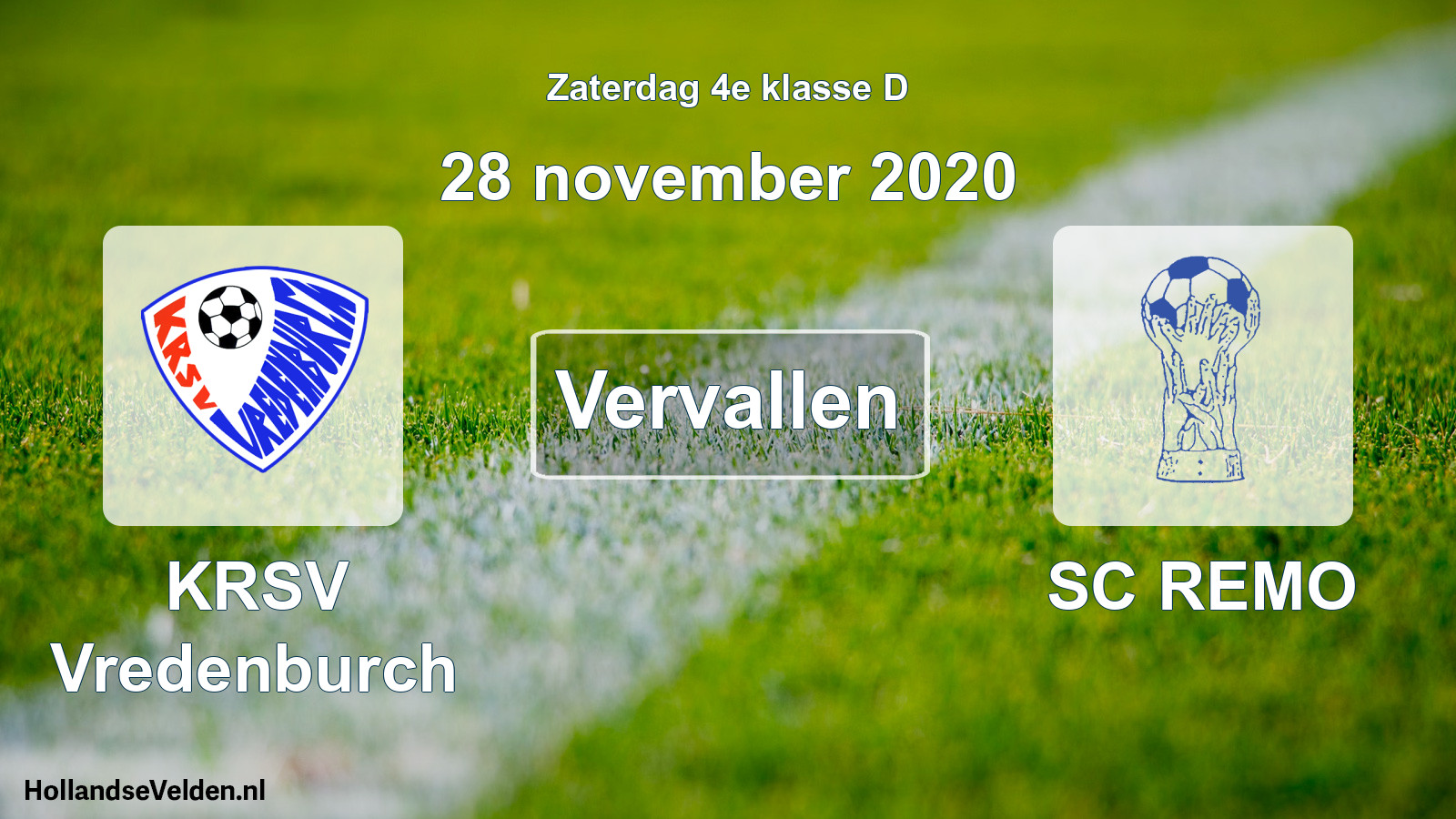 Scheduled Match: KRSV Vredenburch - SC REMO (28 November 2020)