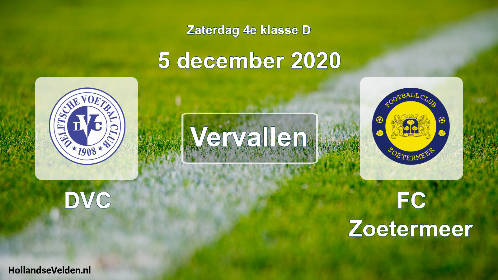 Scheduled Match: DVC - FC Zoetermeer (5 December 2020)