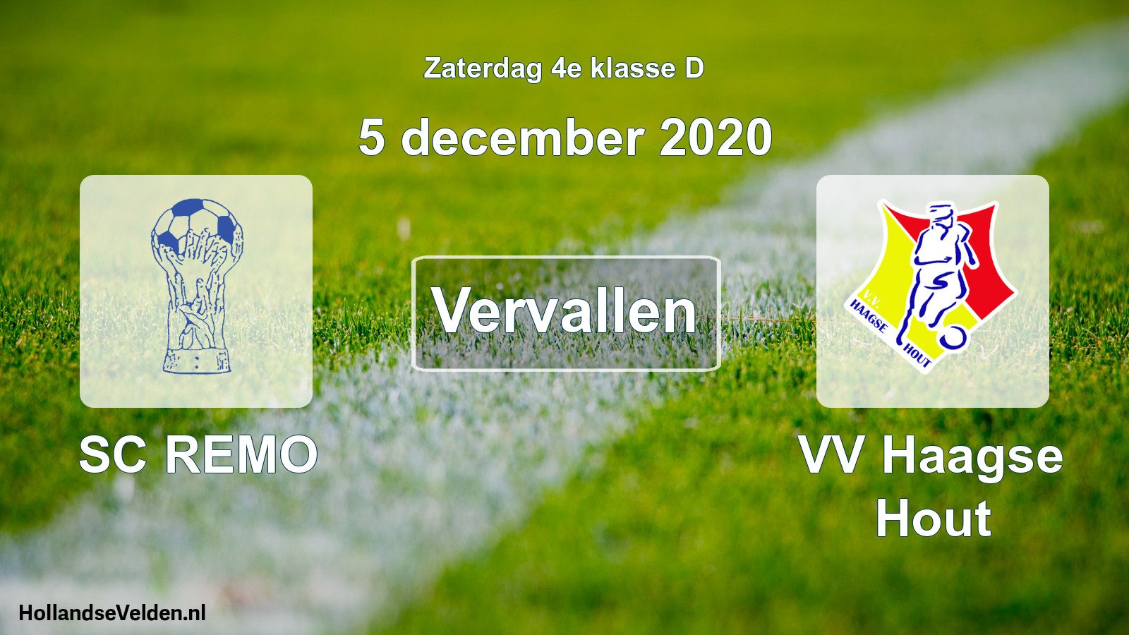 Scheduled Match: SC REMO - VV Haagse Hout (5 December 2020)