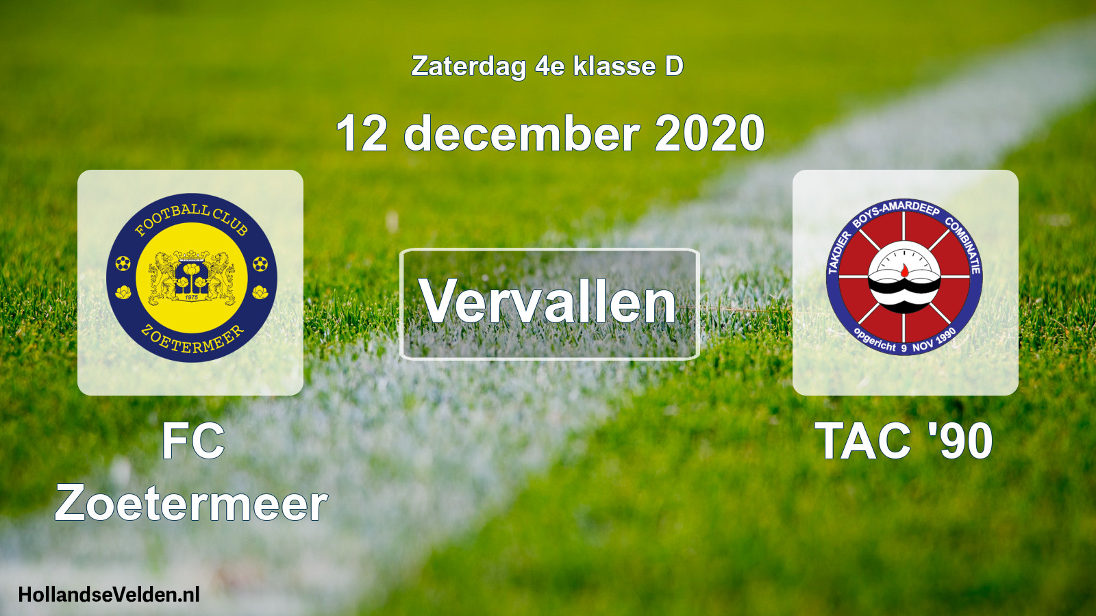 Scheduled Match: FC Zoetermeer - TAC '90 (12 December 2020)
