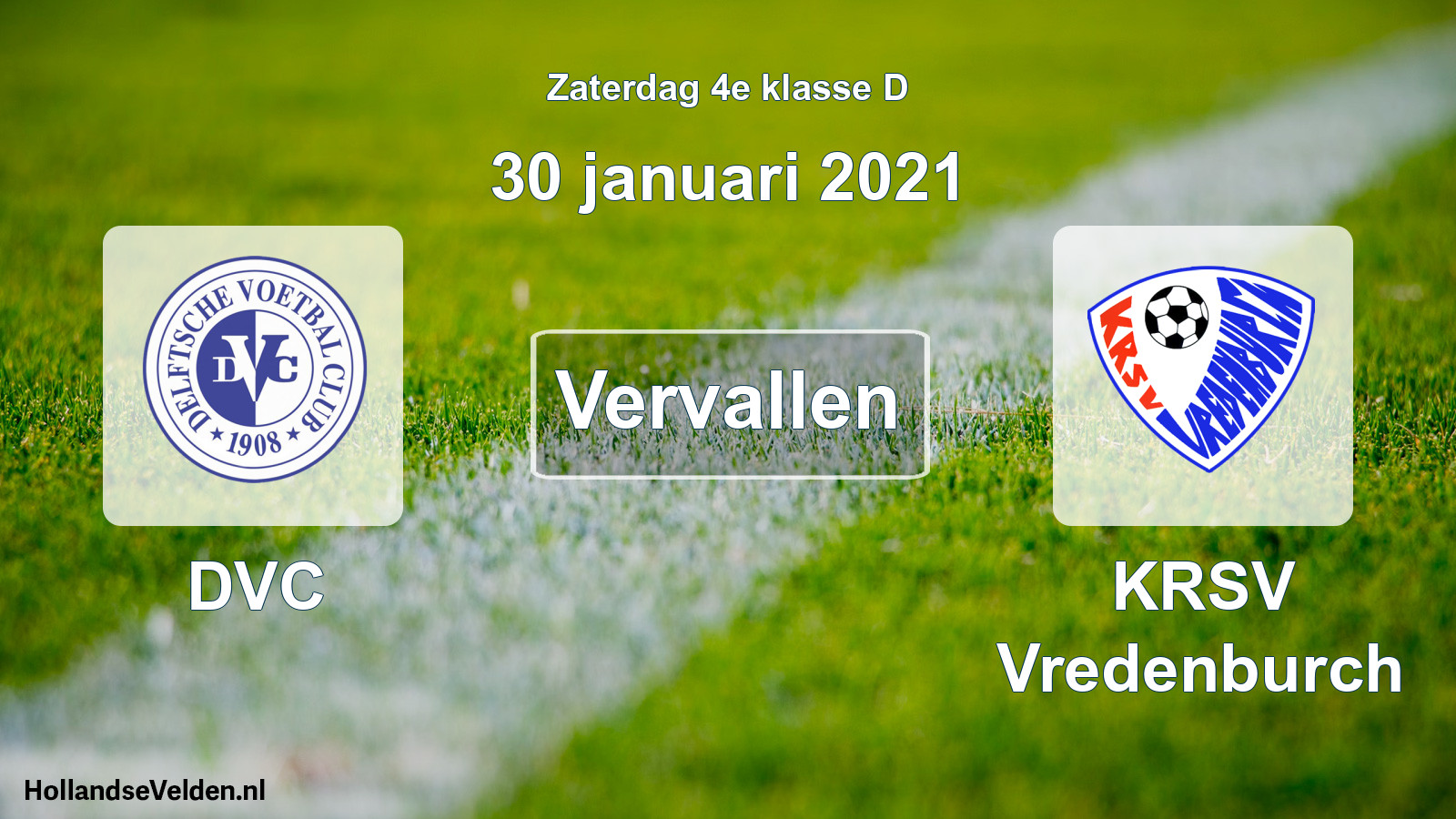 Scheduled Match: DVC - KRSV Vredenburch (30 January 2021)