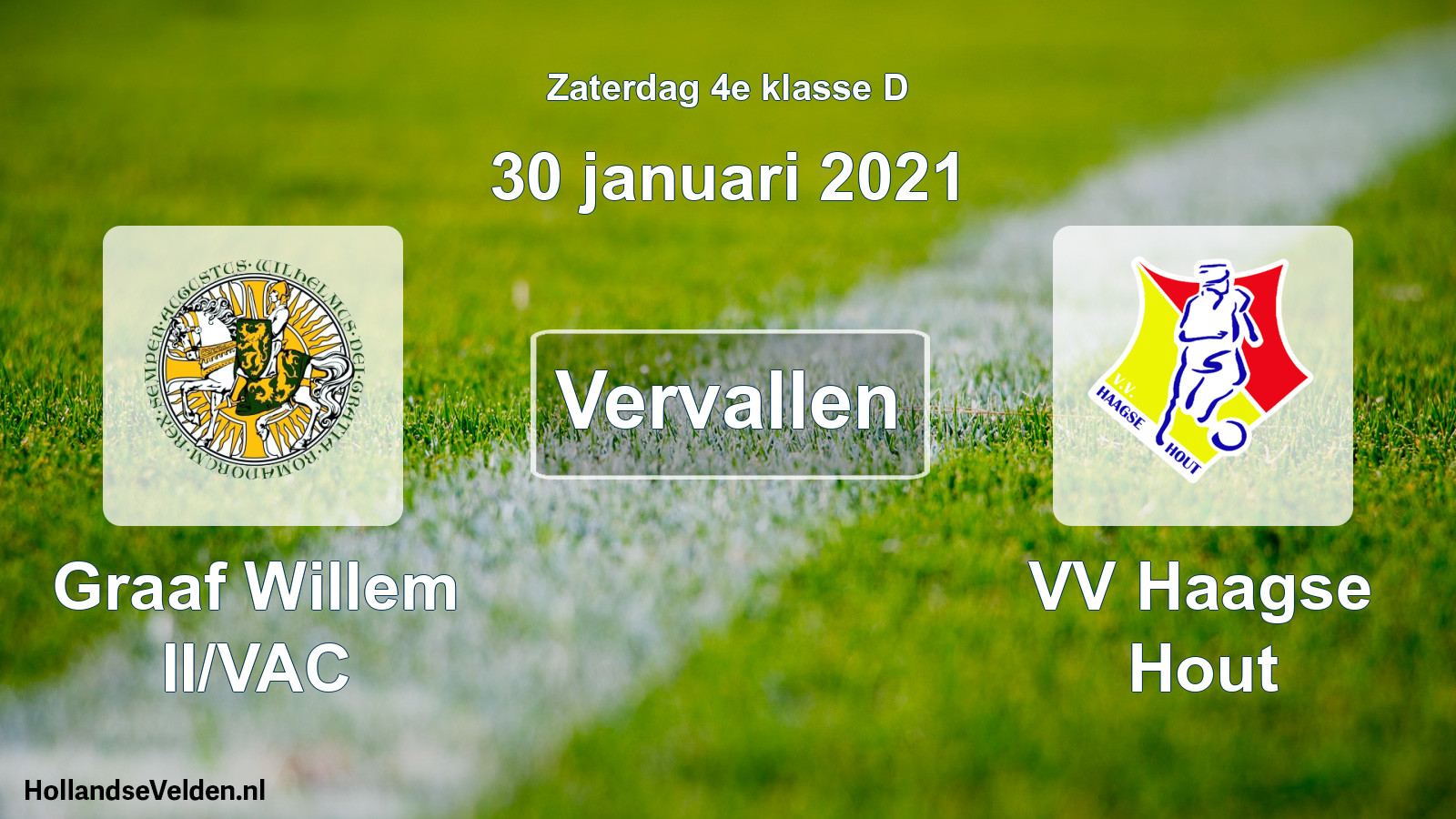 Scheduled Match: Graaf Willem II/VAC - VV Haagse Hout (30 January 2021)