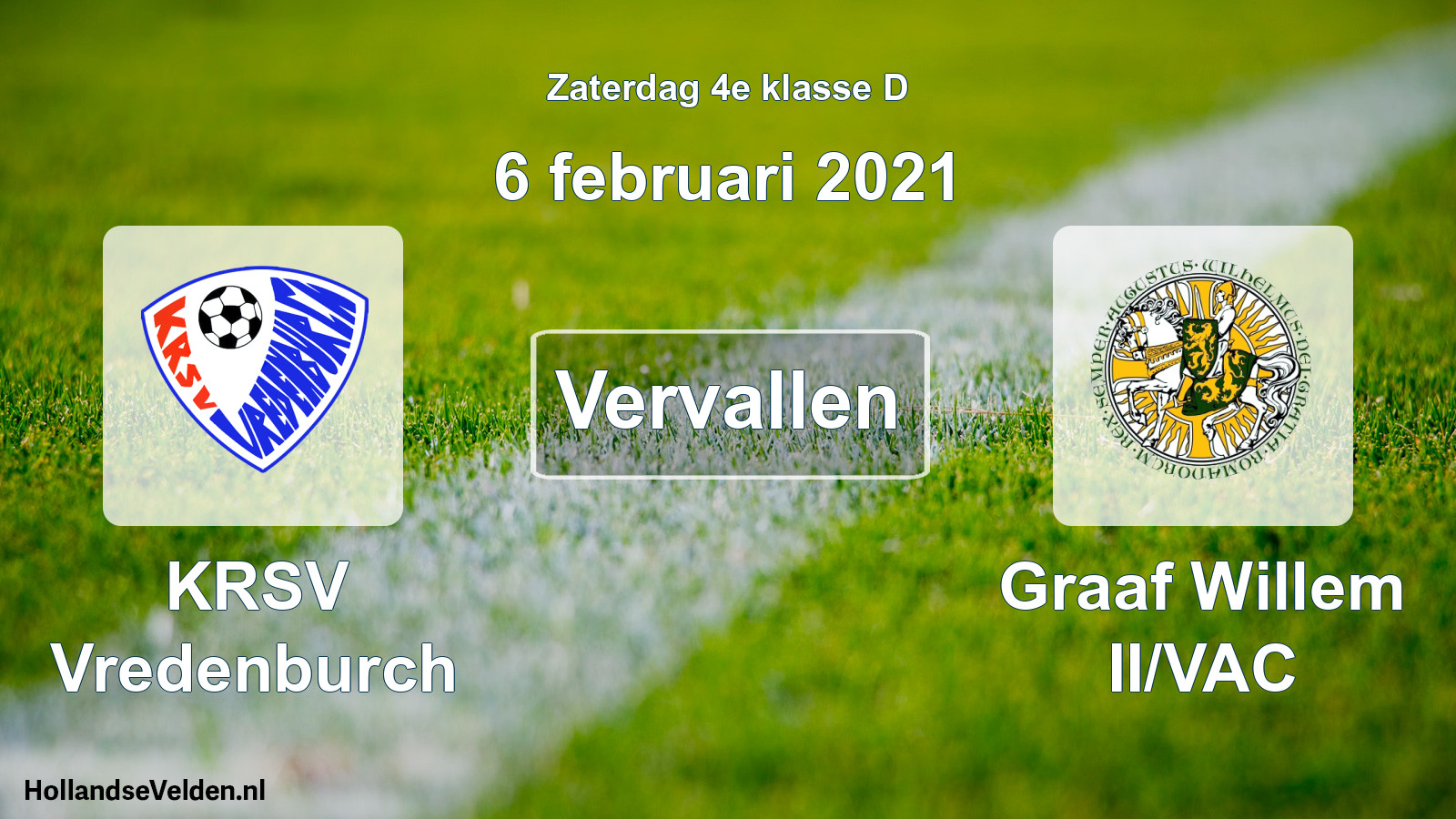 Scheduled Match: KRSV Vredenburch - Graaf Willem II/VAC (6 February 2021)