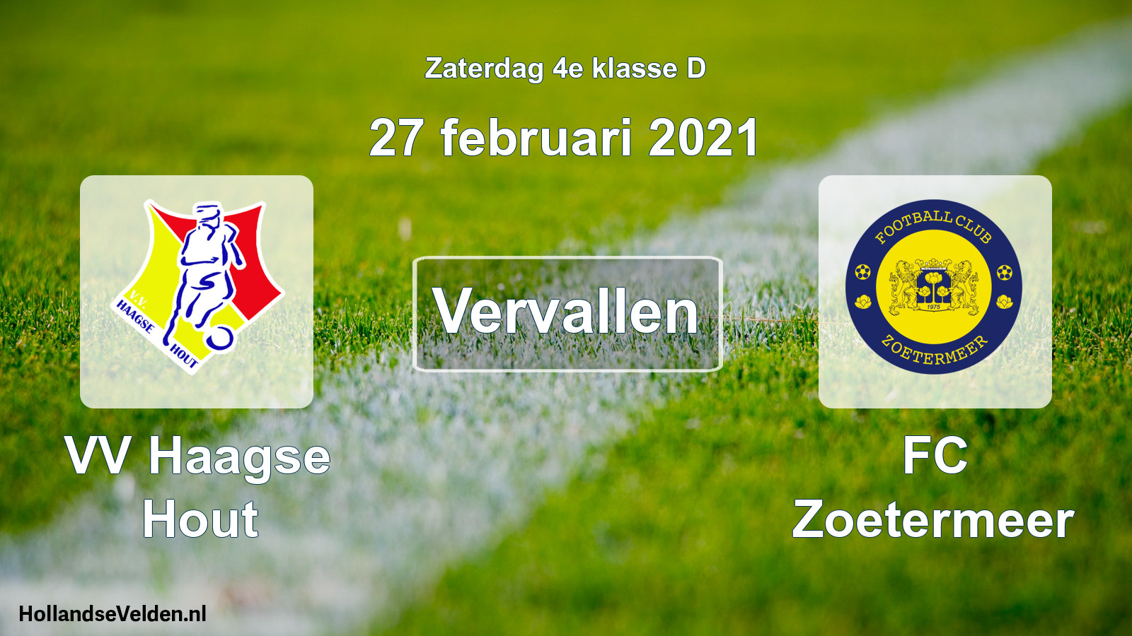 Scheduled Match: VV Haagse Hout - FC Zoetermeer (27 February 2021)